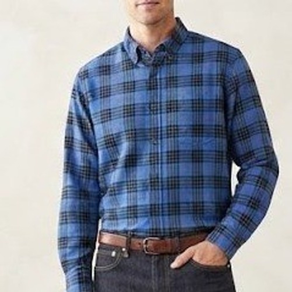 L.L. Bean Flannel Shirt Mens XXL Tall Blue Black Red Plaid Traditional Fit